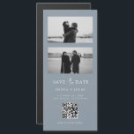 Dusty Blue QR Code Photo Strip Magnetic Wedding<br><div class="desc">Infuse your wedding announcement with a touch of modern elegance using our Dusty Blue QR Code Photo Strip Magnetic Save the Date. Featuring a serene dusty blue hue, this design captures the essence of sophisticated simplicity while offering a contemporary twist. The photo strip allows you to feature cherished moments, and...</div>