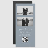 Dusty Blue QR Code Photo Strip Magnetic Wedding
