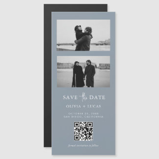 Dusty Blue QR Code Photo Strip Magnetic Wedding