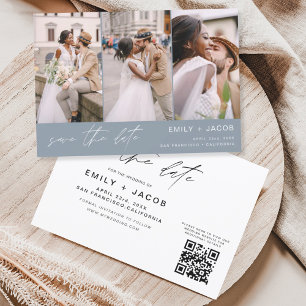 Dusty Blue QR Code Save the Date - 3 Photo