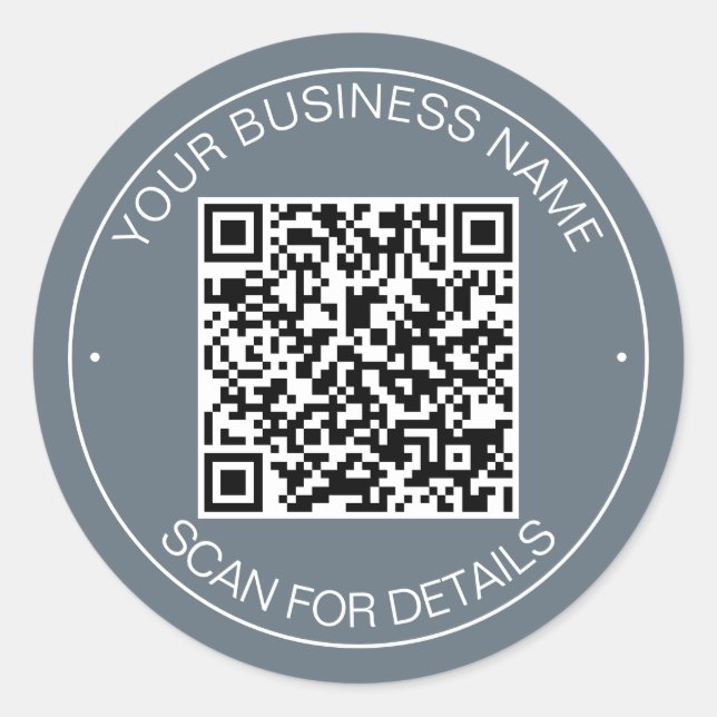 Dusty Blue QR Code Smart Contact Classic Round Sticker (Front)
