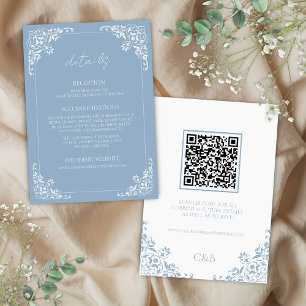 Dusty Blue QR Code Wedding Details Enclosure Card