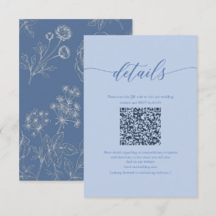 dusty blue qr floral garden classic details card