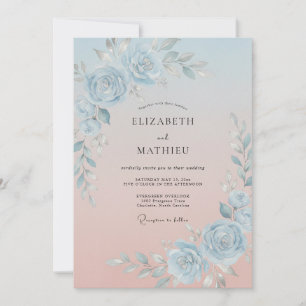 Dusty Blue Radiant Spring Wedding Invitation