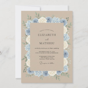 Dusty Blue Refined Rustic Wedding Invitation