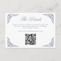 Dusty Blue Regal Scrollwork Wedding Website QR
