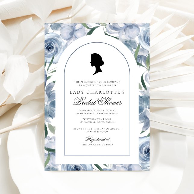 Dusty Blue Regency Elegant Bridal Shower Invitation (Creator Uploaded)