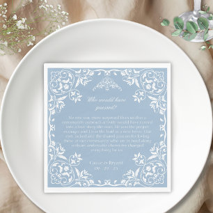 Dusty Blue Regency Era Where We Met Wedding Napkin