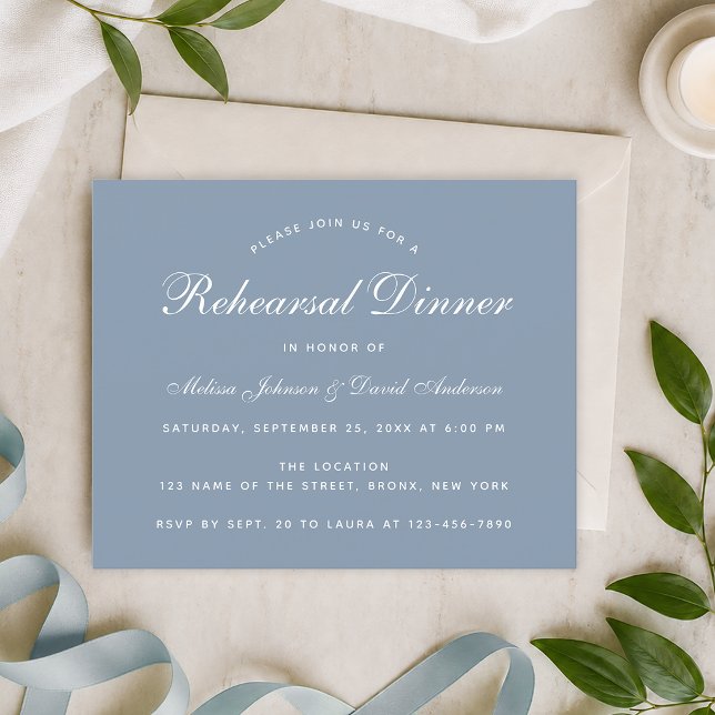 Dusty Blue Rehearsal Dinner Budget Invitation (Creator Uploaded)