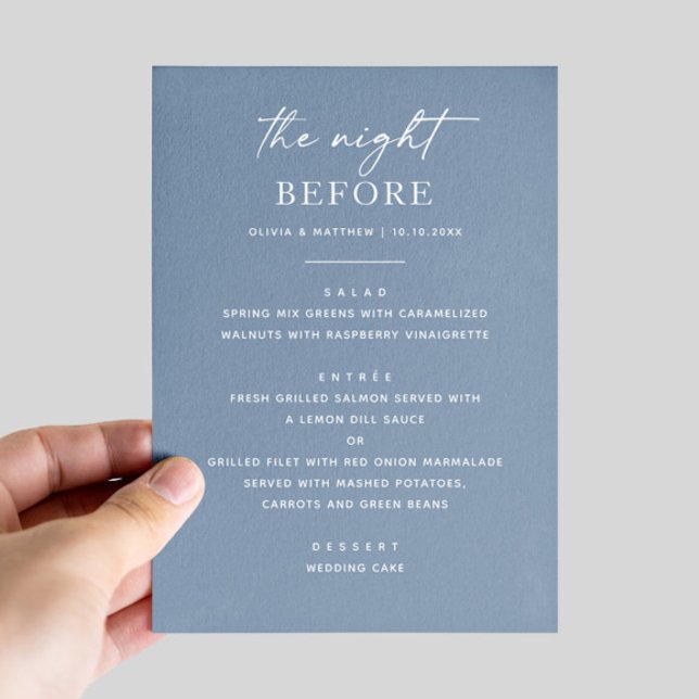 Dusty Blue Rehearsal Dinner. Night Before Nautical Menu (Creator Uploaded)