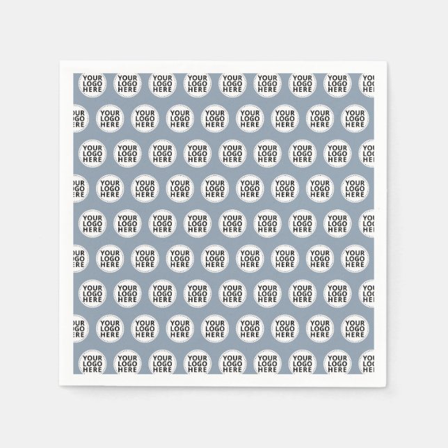 Dusty Blue Repeating Business Logo Napkin (Front)