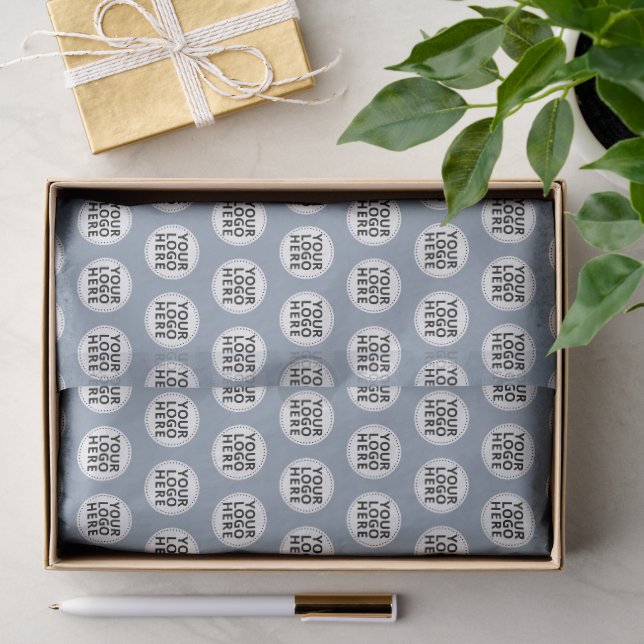  Dusty Blue Repeating Business Logo  Tissue Paper (Gift)