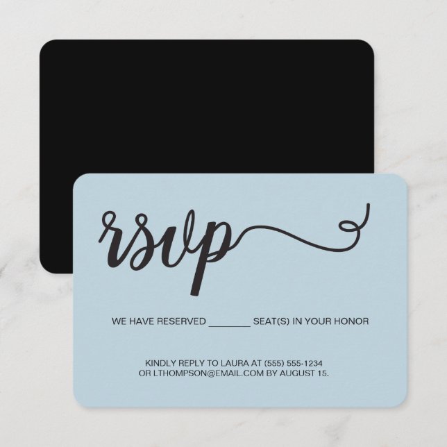Dusty Blue Reserved Seat RSVP without mailing  Enclosure Card (Front/Back)