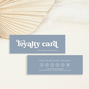 Dusty Blue   Retro Boho Typography Loyalty Card