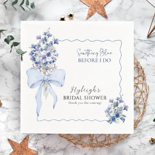 Dusty Blue Ribbon Bow Calla Lily Elegant Party Napkin