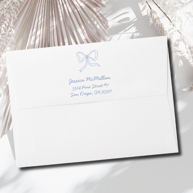 Dusty Blue Ribbon Coquette Bow Return Address Envelope (Dusty Blue Ribbon Coquette Bow Return Address Envelope
)