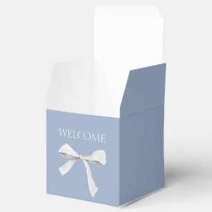 Dusty Blue   Ribbon Wedding Welcome Favour Box