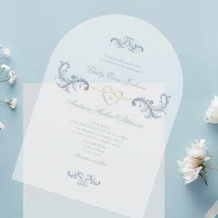 Dusty Blue Rococo Classic Wedding Acrylic Invitations