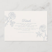 Dusty Blue Rococo Wedding Details Card