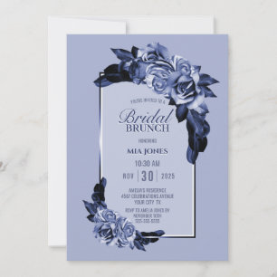 Dusty Blue Rose Floral Bridal Brunch Invitation