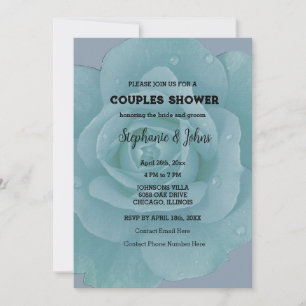 Dusty Blue Rose Floral Couple Shower Cool Wedding Invitation