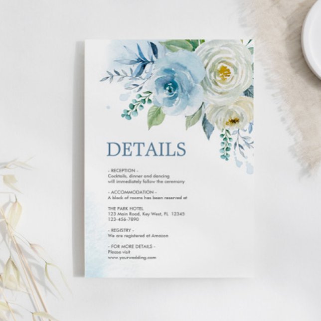 Dusty Blue Rose Floral Details Enclosure Card (Creator Uploaded)