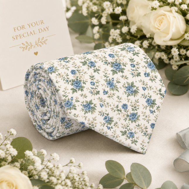 Dusty Blue Rose Floral Tie (Creator Uploaded)