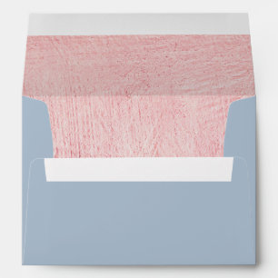 Dusty Blue Rose Gold Lined 5x7 Wedding Envelope