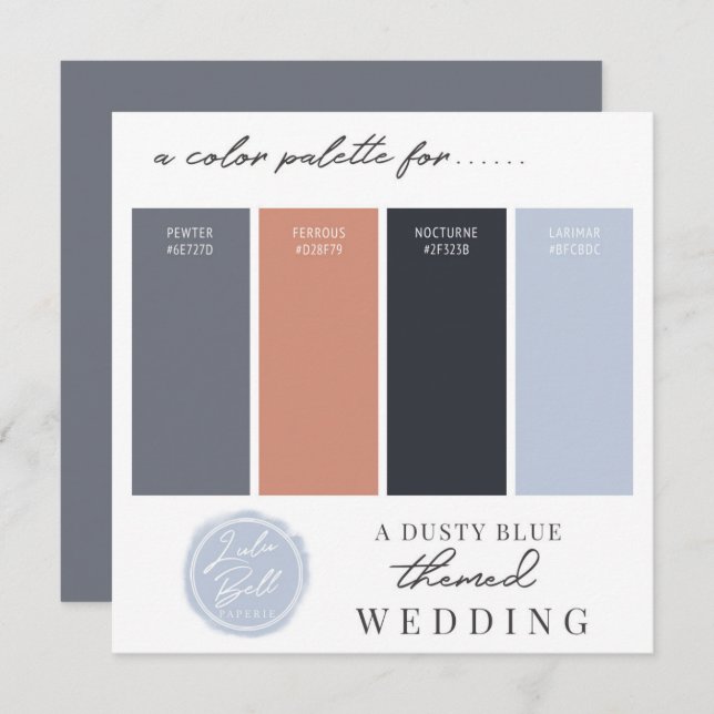 Dusty Blue Rose Gold & Navy Colour Palette Card (Front/Back)