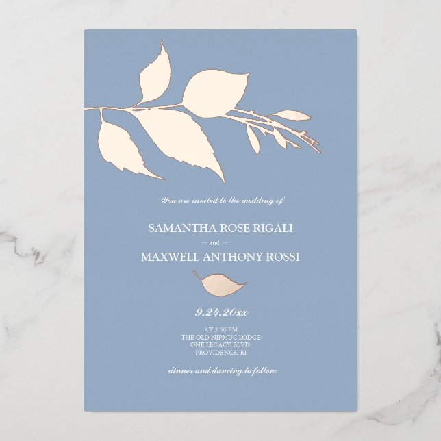 Dusty Blue Rose Gold Wedding  (Front)