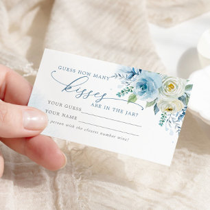 Dusty Blue Rose How Many Kisses Shower Game card