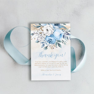 Dusty Blue Rose in Bloom Spring Summer Baby Shower Thank You Card