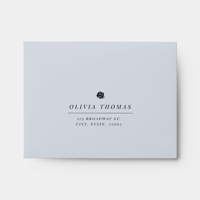 Dusty blue rose minimalist wedding RSVP Envelope (Front)
