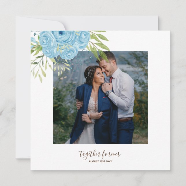 Dusty Blue Roses NewlyWeds Wedding  (Front)