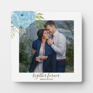 Dusty Blue Roses NewlyWeds Wedding Gift Personal Plaque