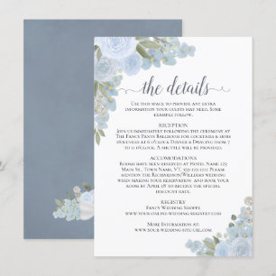 Dusty Blue Roses Rustic Boho Chic Wedding Details Enclosure Card
