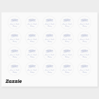 Dusty Blue Round Wedding Sticker