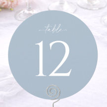 Dusty Blue Round Wedding Table Number
