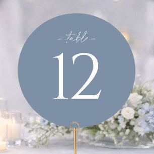 Dusty Blue Round Wedding Table Number