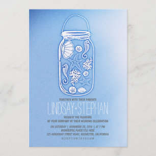 Dusty Blue Rustic Beach Wedding Invitations