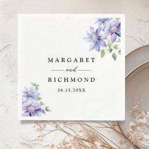 Dusty Blue Rustic Floral Wedding Napkin