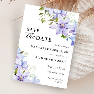 Dusty Blue Rustic Floral Wedding Save The Date Invitation