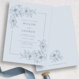 Dusty Blue Rustic Wedding Invitation