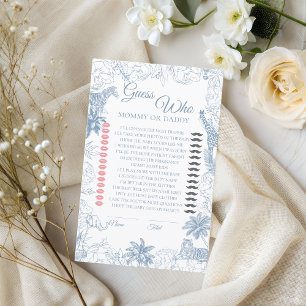 Dusty Blue Safari Jungle Animals Baby Shower Game