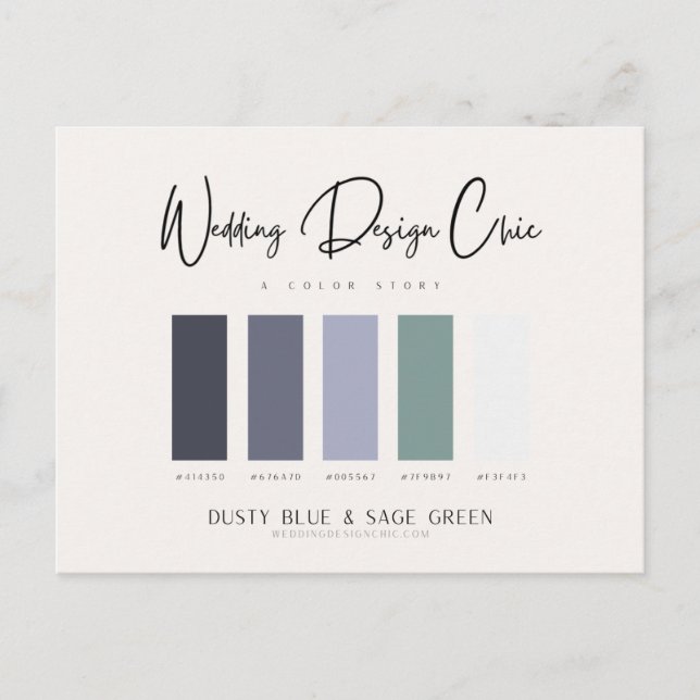 Dusty Blue Sage Green Colour Palette with Hex Code Postcard (Front)