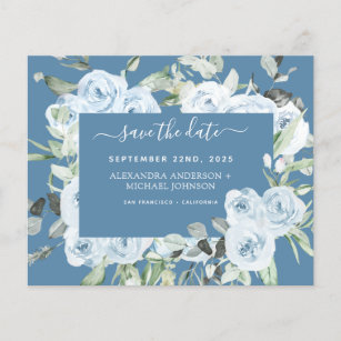Dusty Blue Sage Green Greenery Save the Date