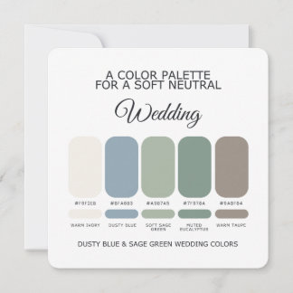 Dusty Blue Sage Green Wedding Colour Palette Card