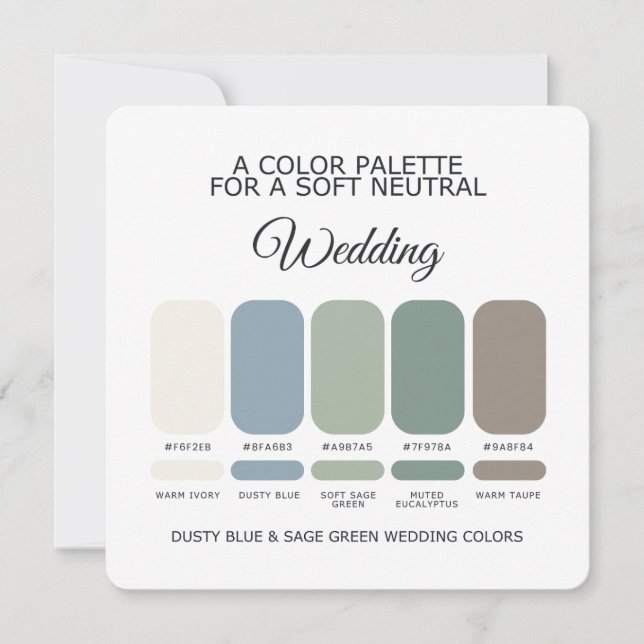 Dusty Blue Sage Green Wedding Colour Palette Card (Front)