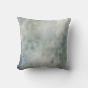Dusty Blue Sage Green White Watercolor Abstract 16 Cushion