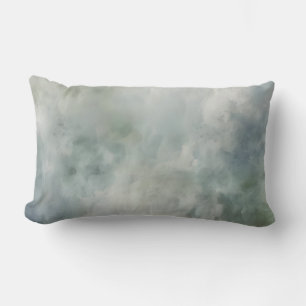 Dusty Blue Sage Green White Watercolor Abstract Lumbar Cushion